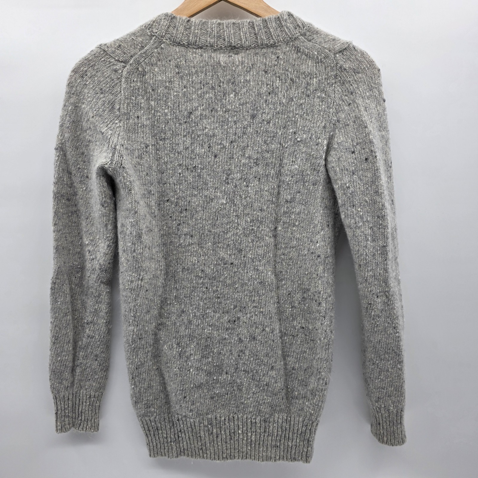 J. Crew Sweater Size XS Wool Mohair Angora Rabbit Hair Knit Sweater Gray Donegal