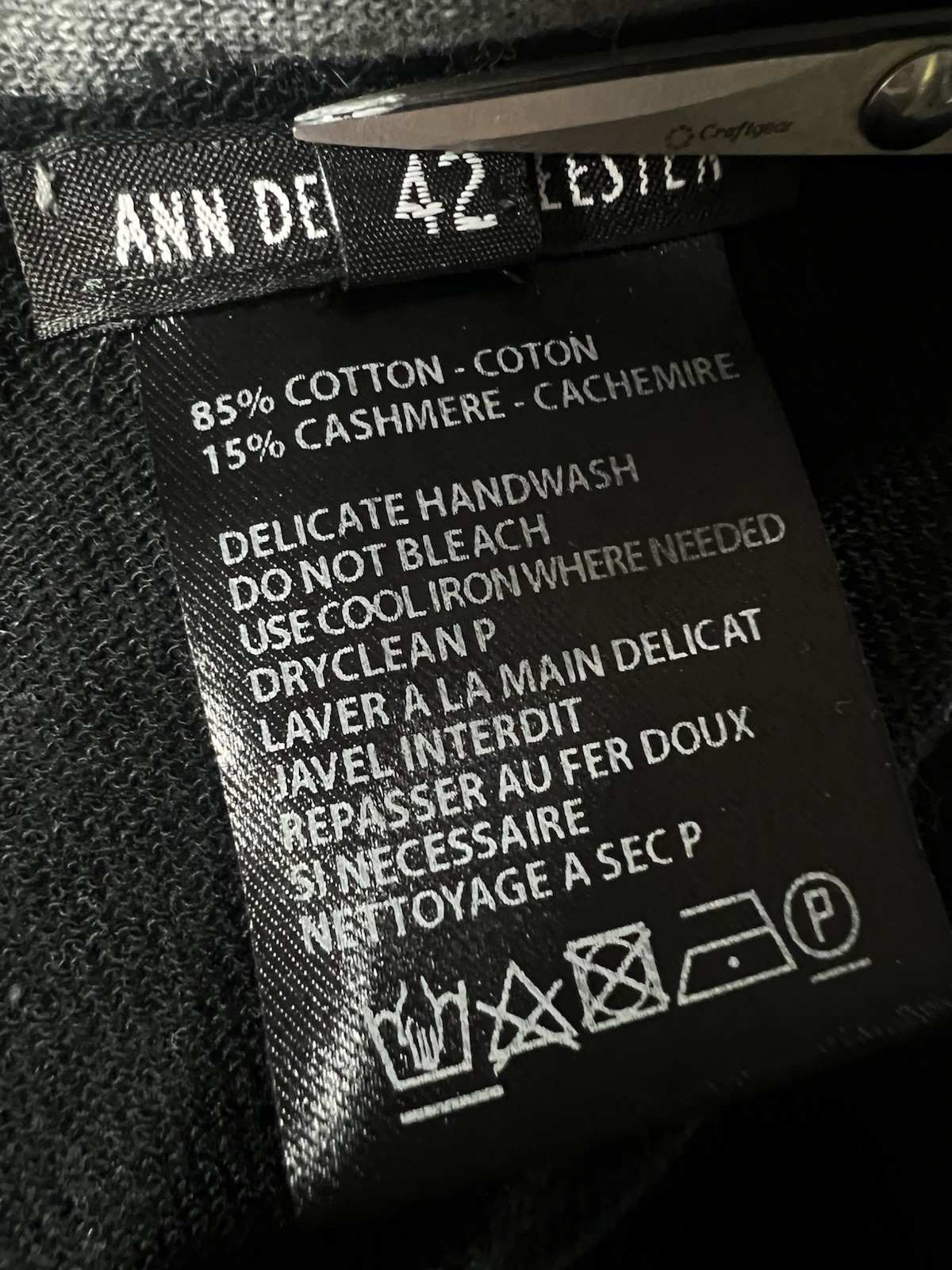 Ann Demeulemeester Sweater Cardigan Gray Black Asymmetrical Buttons Size 42