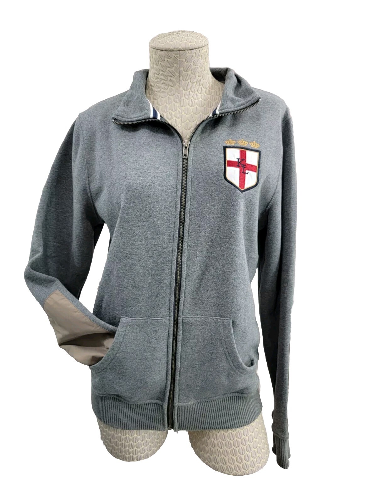 Kingsland Women’s Medium Gray Zip Up Sweatshirt Jacket Cardigan Sweater Logo EUC