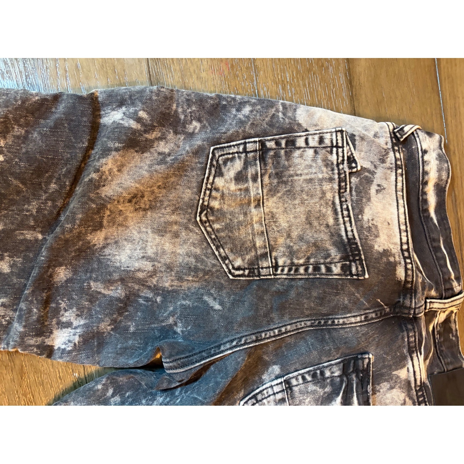 PRPS Goods & Co Mens 30 Acid Wash Black Moto Biker Denim Shorts Zipper Detail