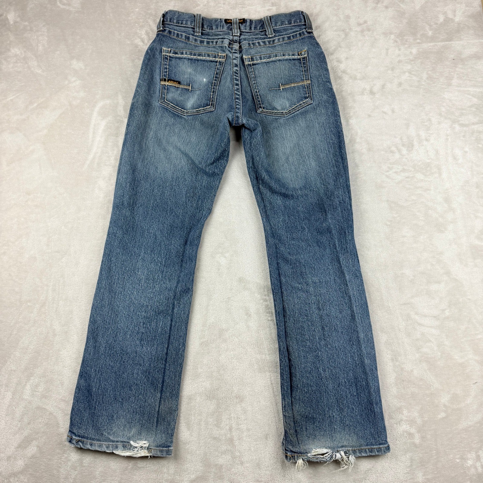 Ariat M4 Jeans Men 28×30 (29×29.75) Blue Rebar Low Rise Bootcut Western Distress