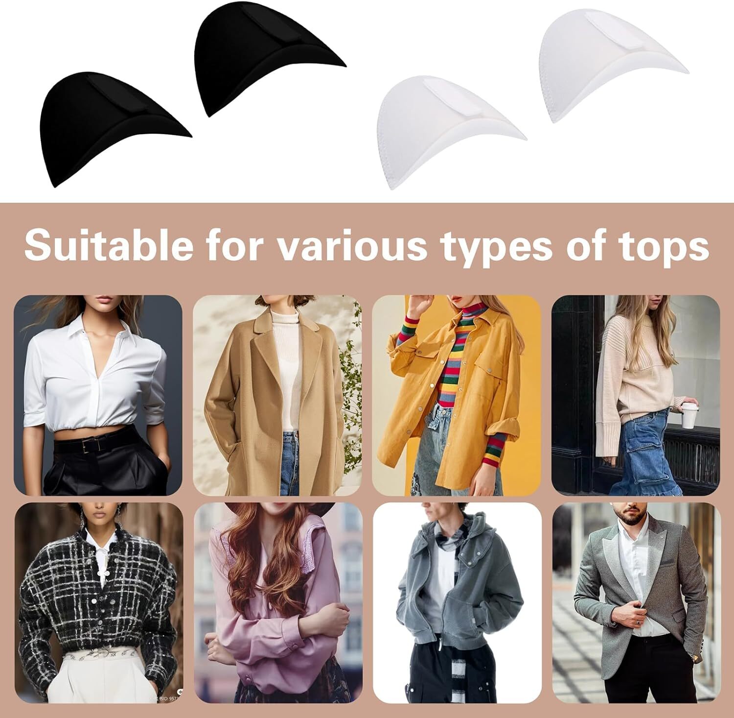 4 Pairs Set-in Shoulder Pads 1.5cm Thickening Foam Shoulder Pads Womens Clothing