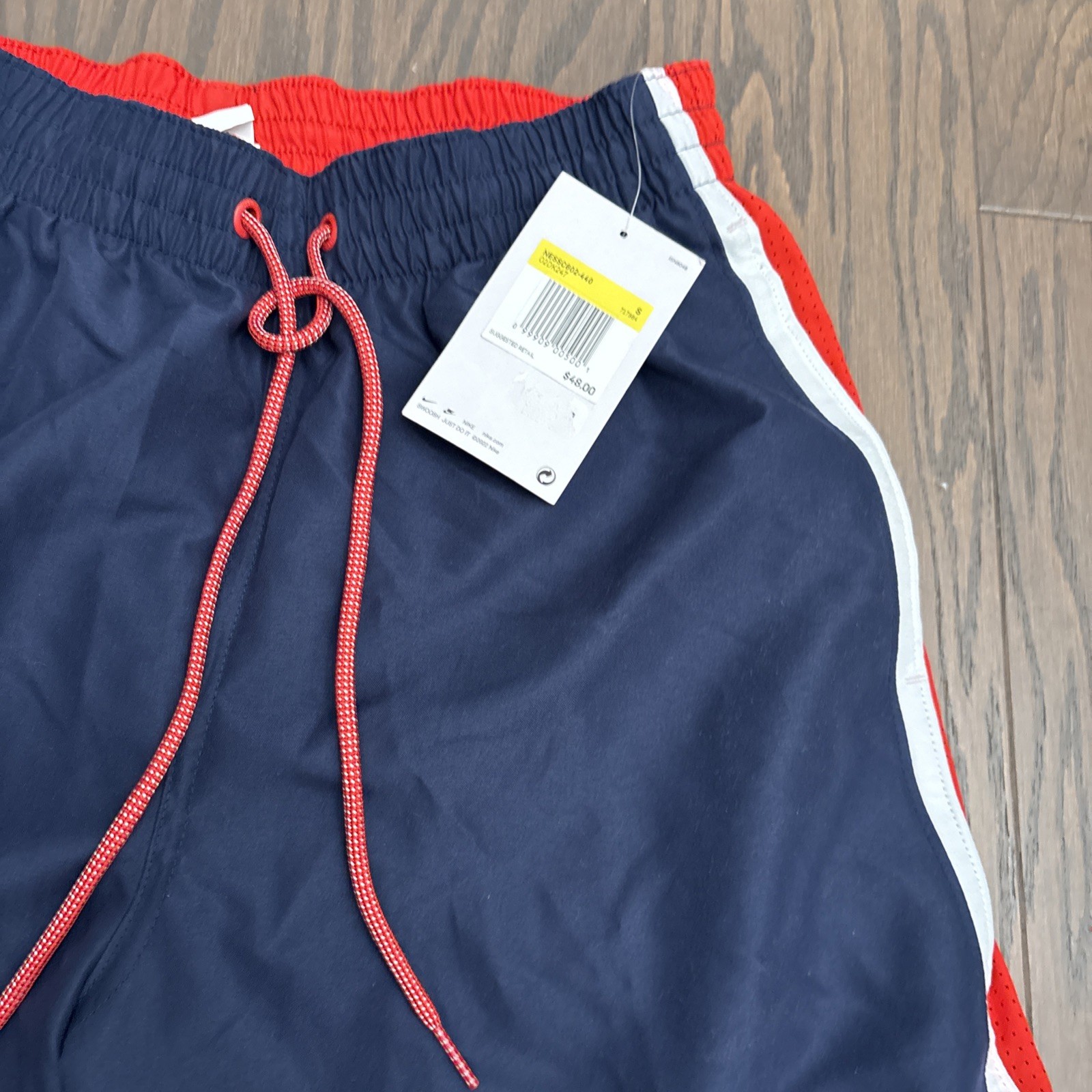 Nike Mens Core Contend 8” Volley Swim Trunks NESSC602 Red Navy Summer Small $48