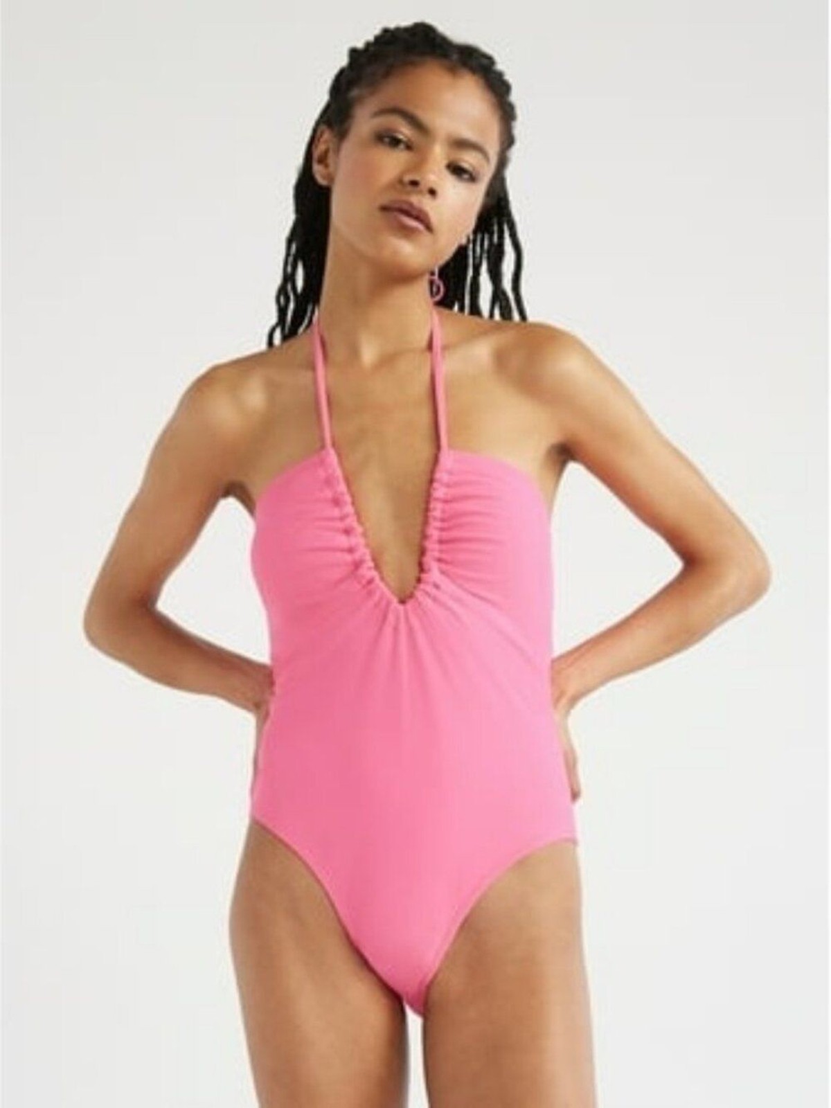 No Boundaries Juniors Ruched V-Neck One-Piece Swimsuit Size L 11-13