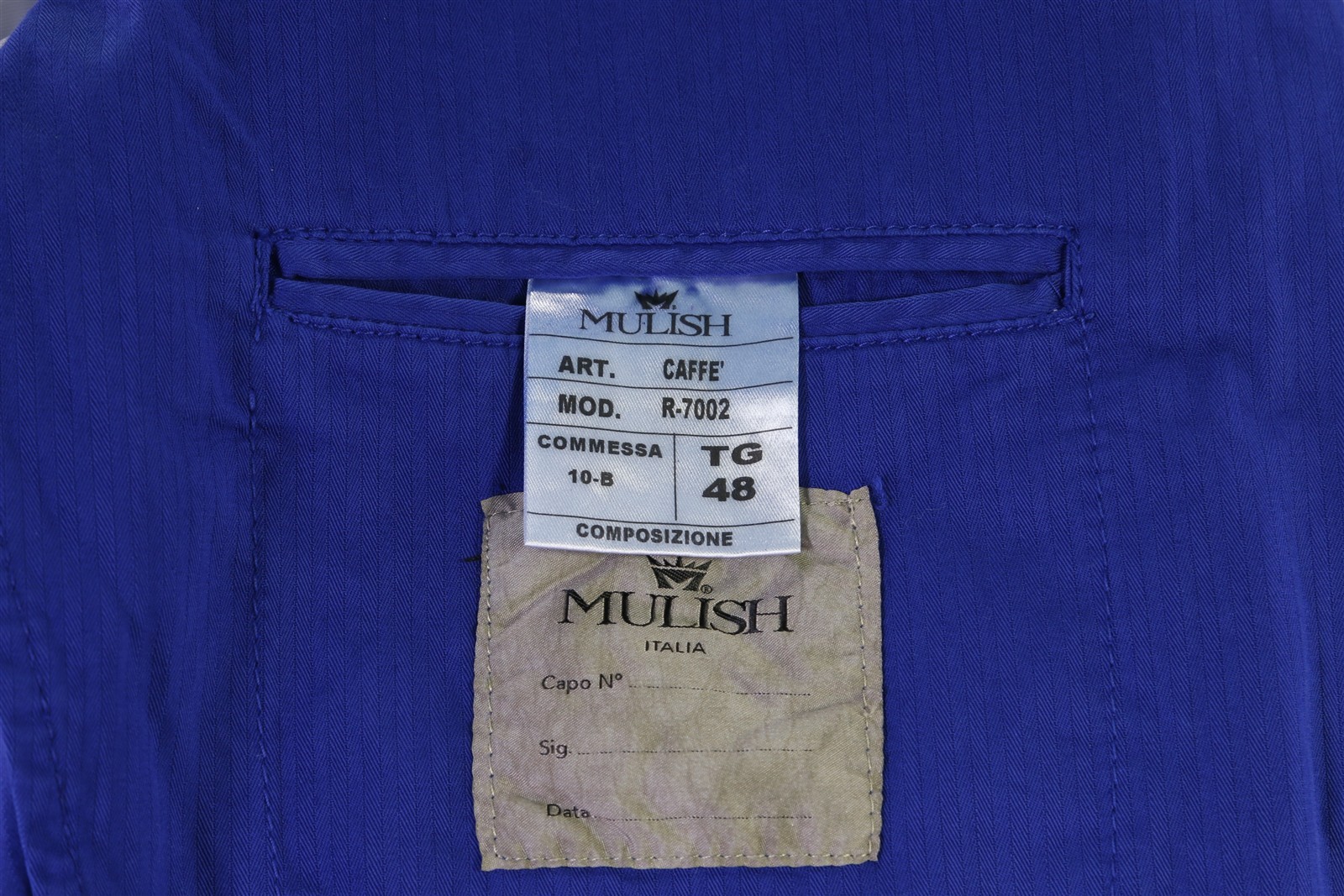 Mulish Italia Royal Blue Cotton Patch Pocket Unstructured Blazer Jacket 38S
