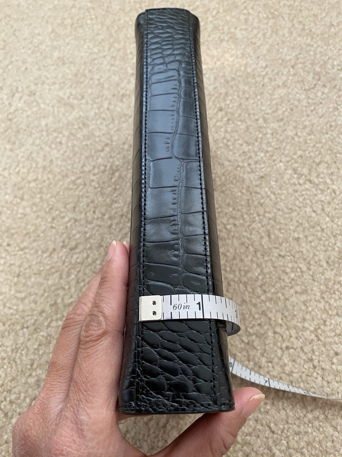 Ann Taylor Black Croc Embossed Clutch w/ Silver Chain Strap, Clasp, Pockets