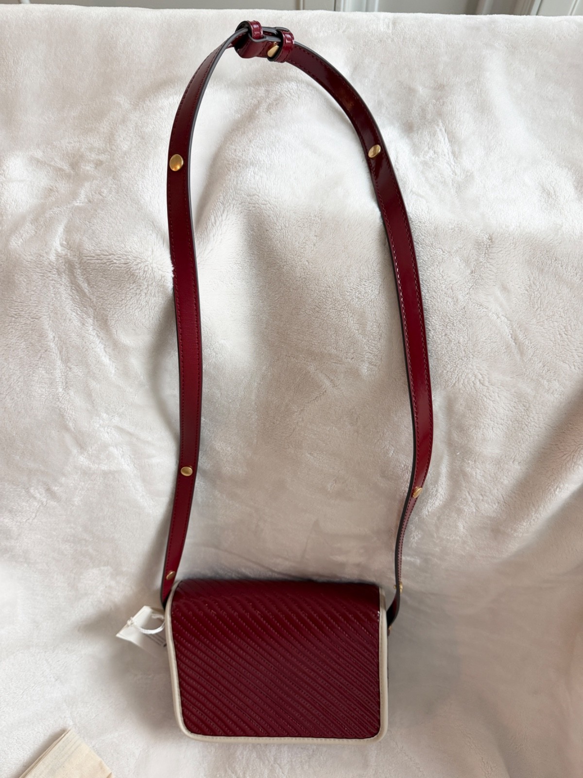 NWT Tory Burch Robinson Quilted Patent Leather Shoulder Crossbody Red Bag RARE