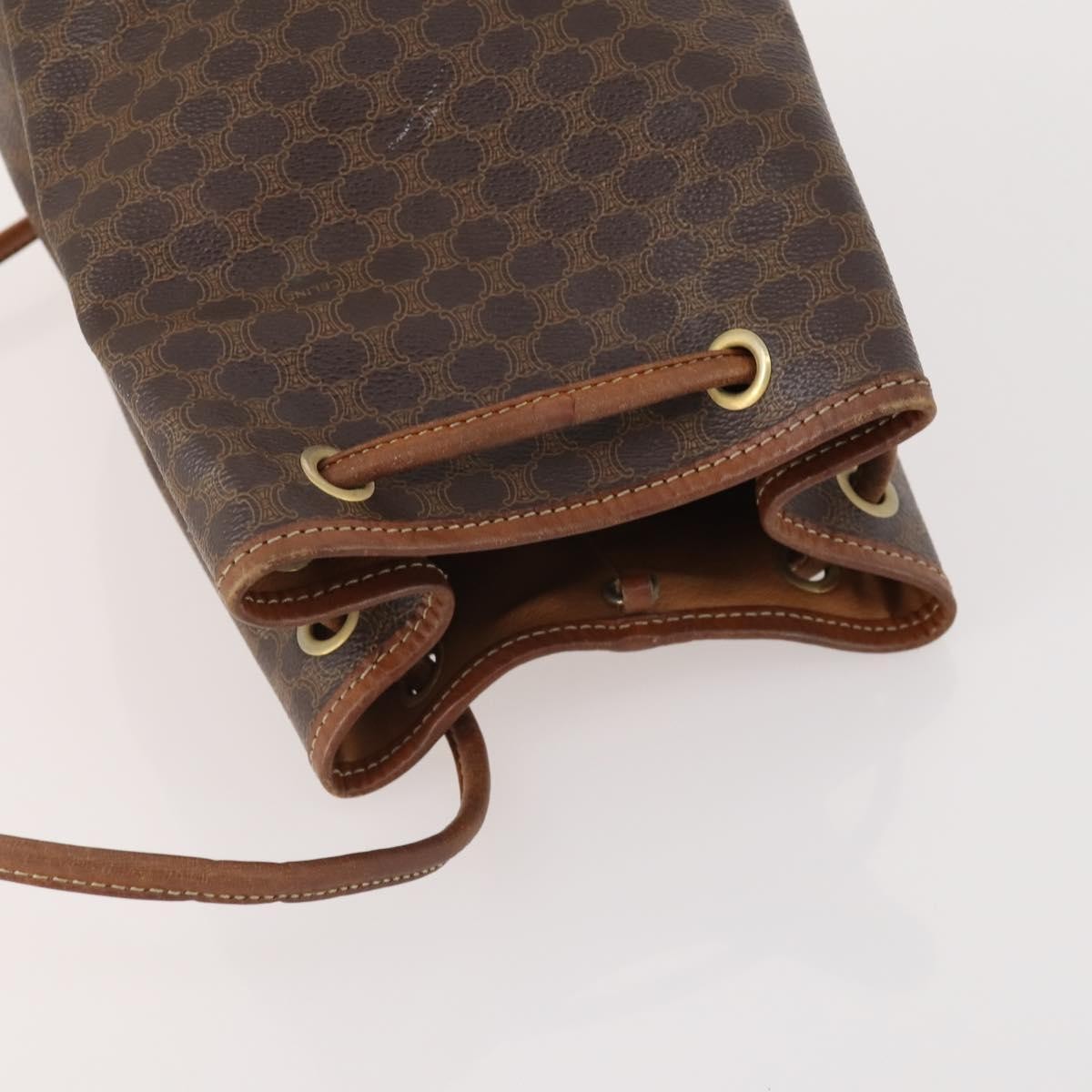 CELINE Macadam Canvas Purse Backpack PVC Leather Brown Gold Auth 174718
