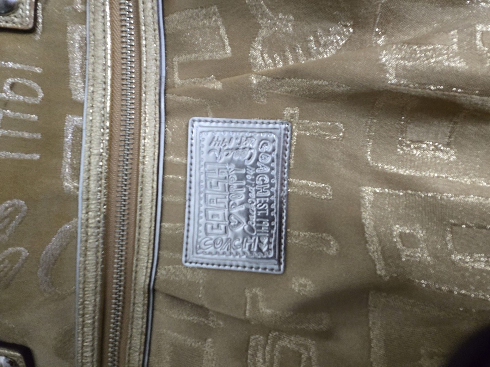 Coach Poppy Story Patch Glam Tote Bag 15301 Metallic Gold