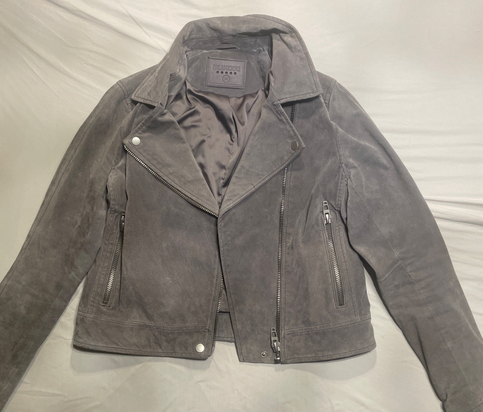 Blank NYC Suede Moto Jacket Grey – Womens Size M