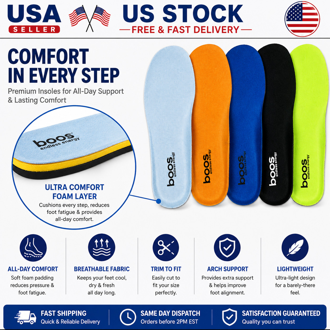 Arch Support Insoles for Men Gel Sport Shoe Inserts for Sneakers Work Boots