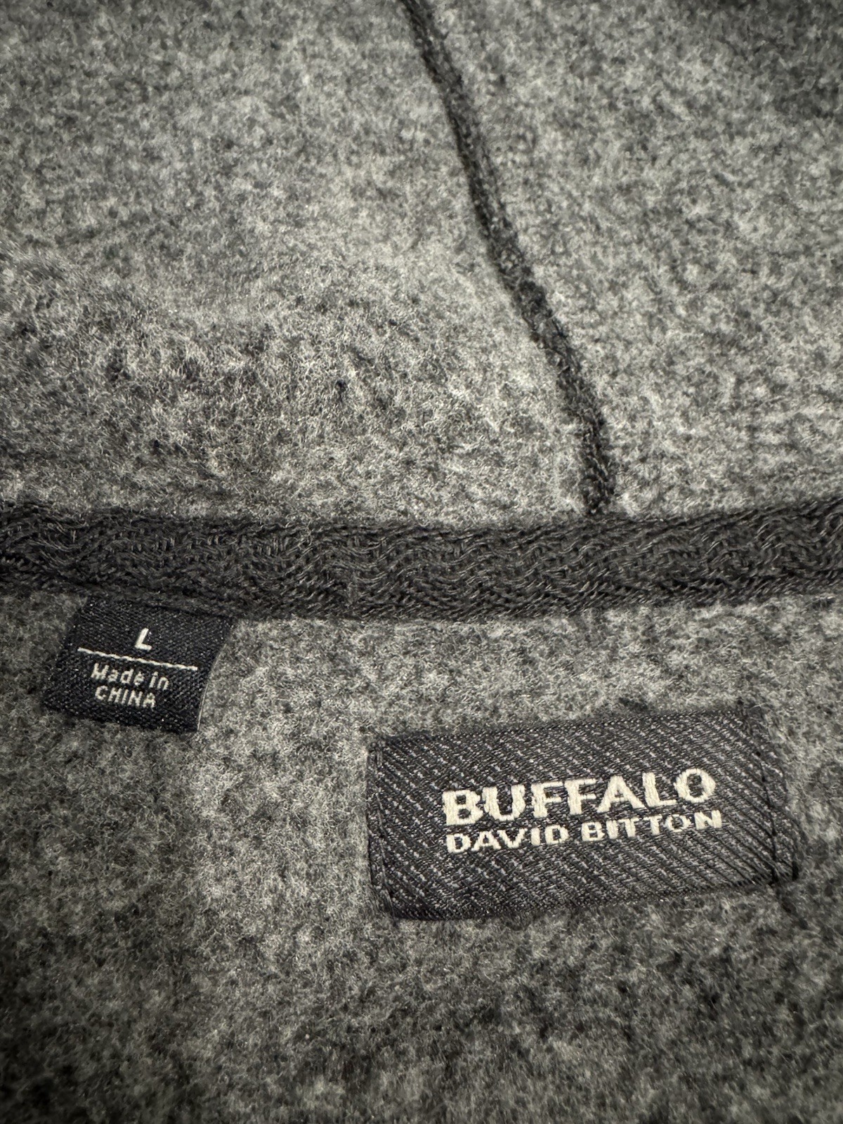 Buffalo David Bitton Men’s Gray Fleece 1/4 Zip Pullover Hoodie Size L