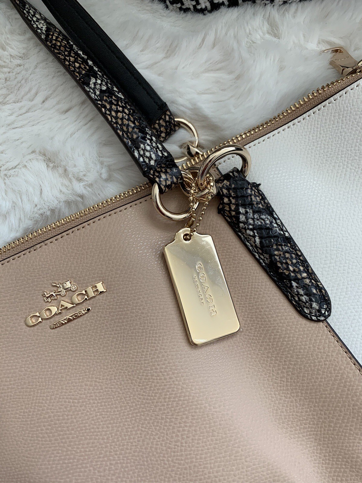 New Coach AVA TOTE IN EXOTIC EMBOSSED LEATHER TRIM F38308