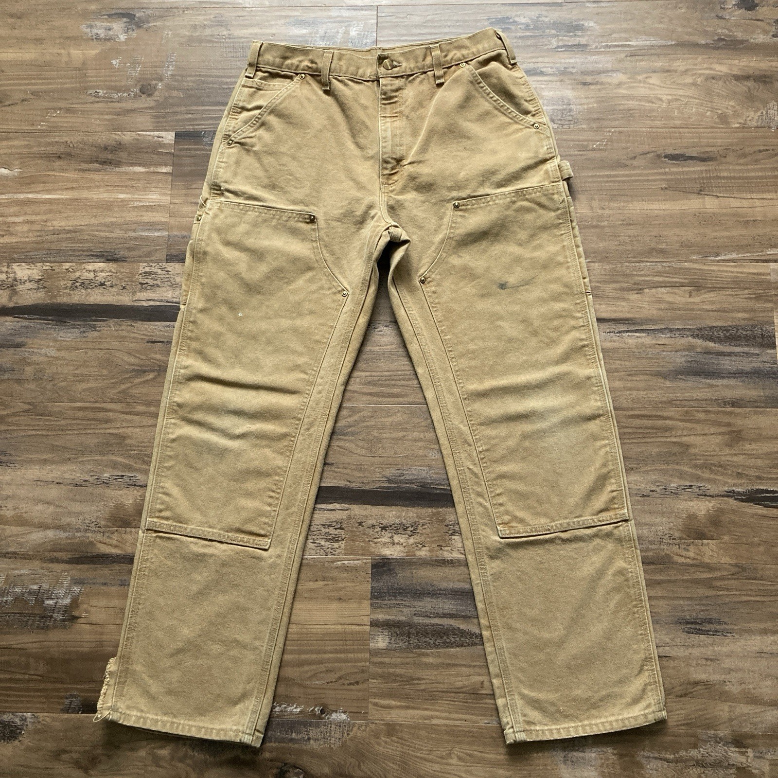 Carhartt B01 BRN Double Knee Work Pants Mens 34×32 (Fits 33×31) Distressed