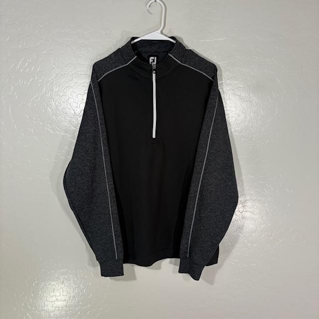 FootJoy Pullover Mens Large Black Gray 1/4 Zip Long Sleeve Golf Performance Top