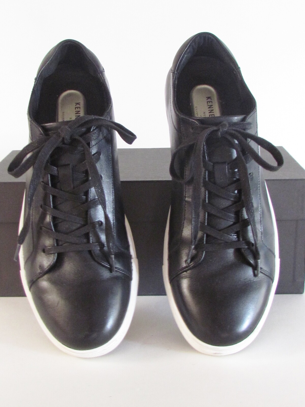 Men’s Sneaker Casual Shoes Designer Kenneth Cole Black Leather Sneakers 9.1/2 M