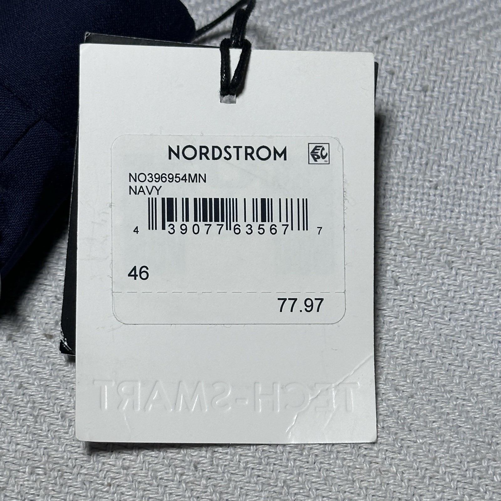 NEW Nordstrom Tech-Smart Dress Pants Mens 46R Navy Wool Stretch Unhemmed NWT