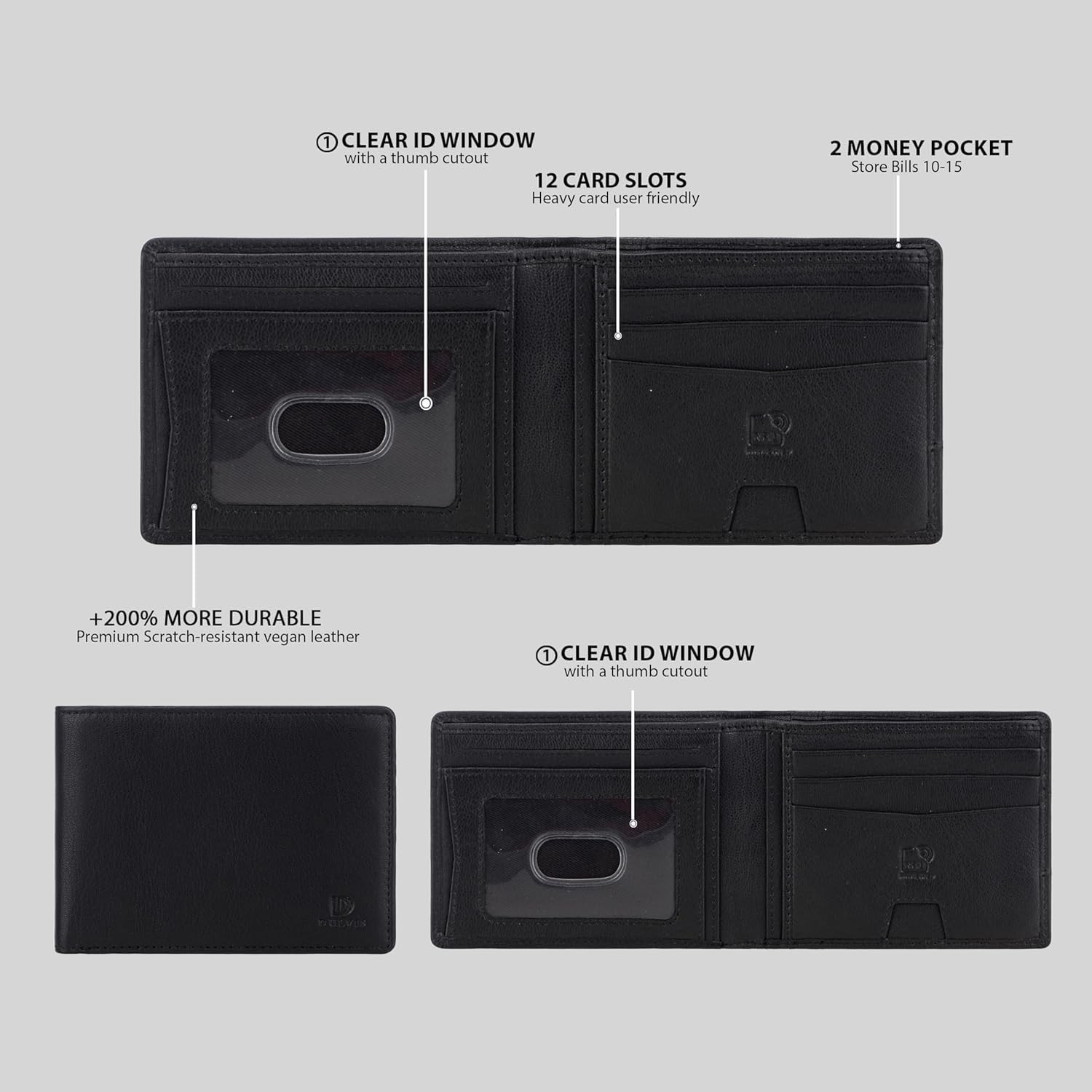 Dulvis RFID Blocking Nappa Leather Wallet for Men – Genuine Black