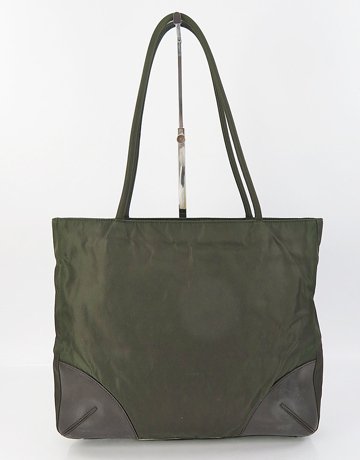 Authentic PRADA Brown Nylon and Leather Tote Bag Purse #64211C
