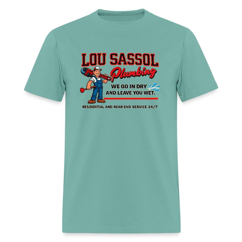 Lou Sassol Plumbing Funny Men’s T-Shirt – Adult Humor Graphic Tee