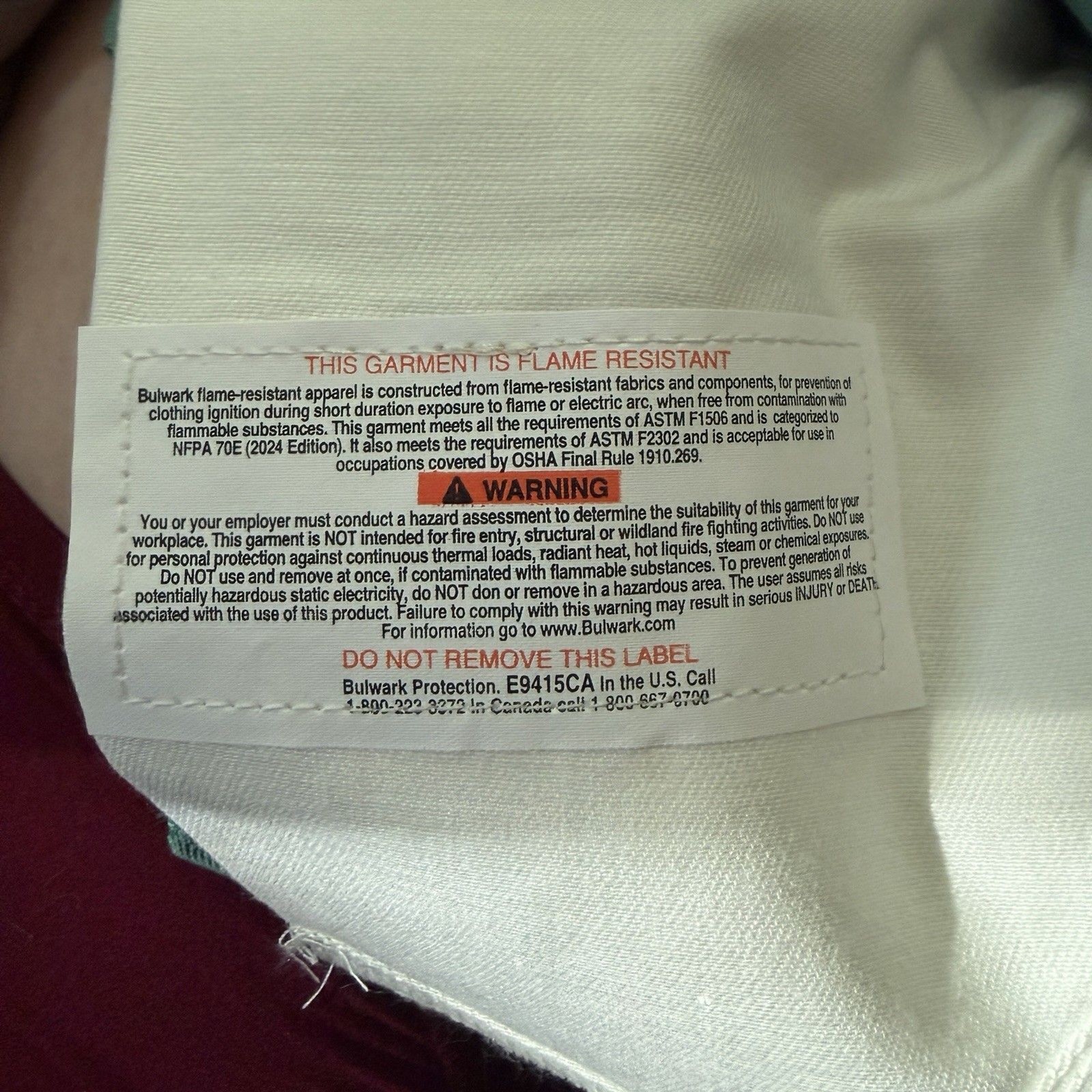 Bulwark RG03230 FR CAT 2 Pants 34×34 Green ATPV 12 NFPA 2112 NWOT Welder Fire