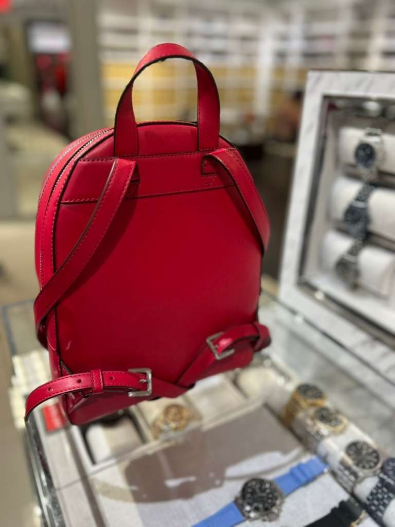 Michael Kors Jaycee Women Medium Logo Zip Pocket Backpack Dark Raspberry Multi