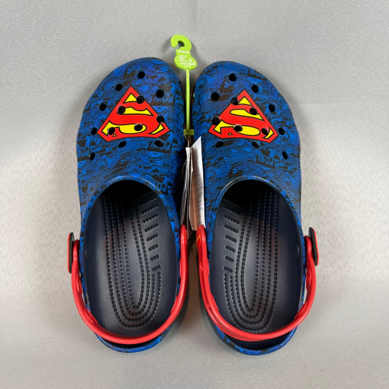 Crocs Superman Classic Clogs Mens 10 Blue Red W12 Slip-On 211131-90H DC New NWT