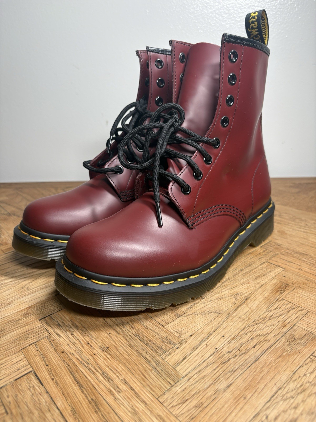 Dr Martens 1460 Cherry Red Smooth Leather Combat Boots Womens 8 UK 6 EU 39