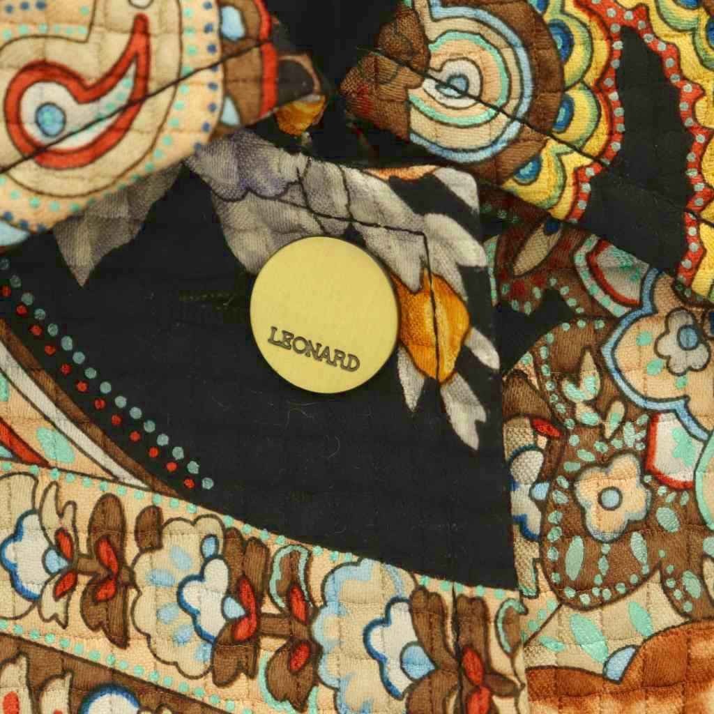 Leonard Paris Wool Silk Jacket Black Beige 11AR All-Over Pattern A Condition