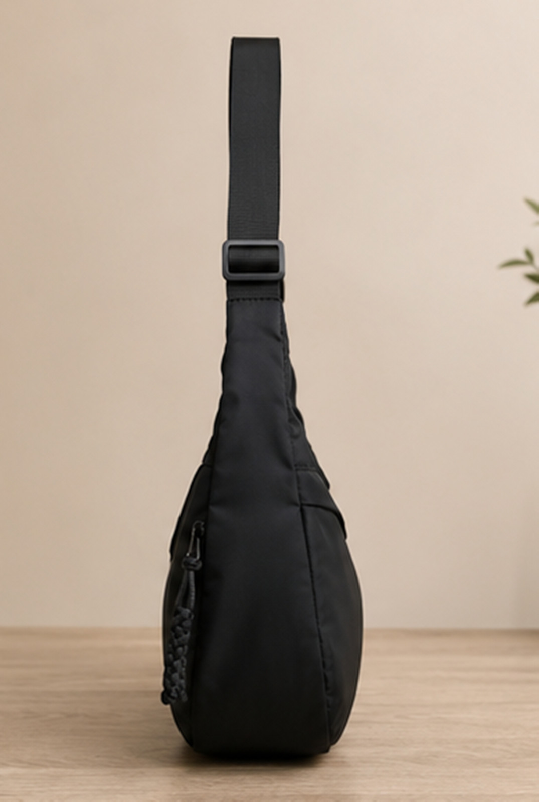Black Minimalist Bag, Neutral Half Moon Shoulder Bag