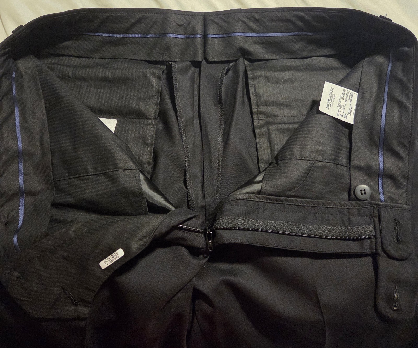3Sixty5 Mens Black Wool Dress Pants Flat Front Tapered Stretch Waist 36R NWOT