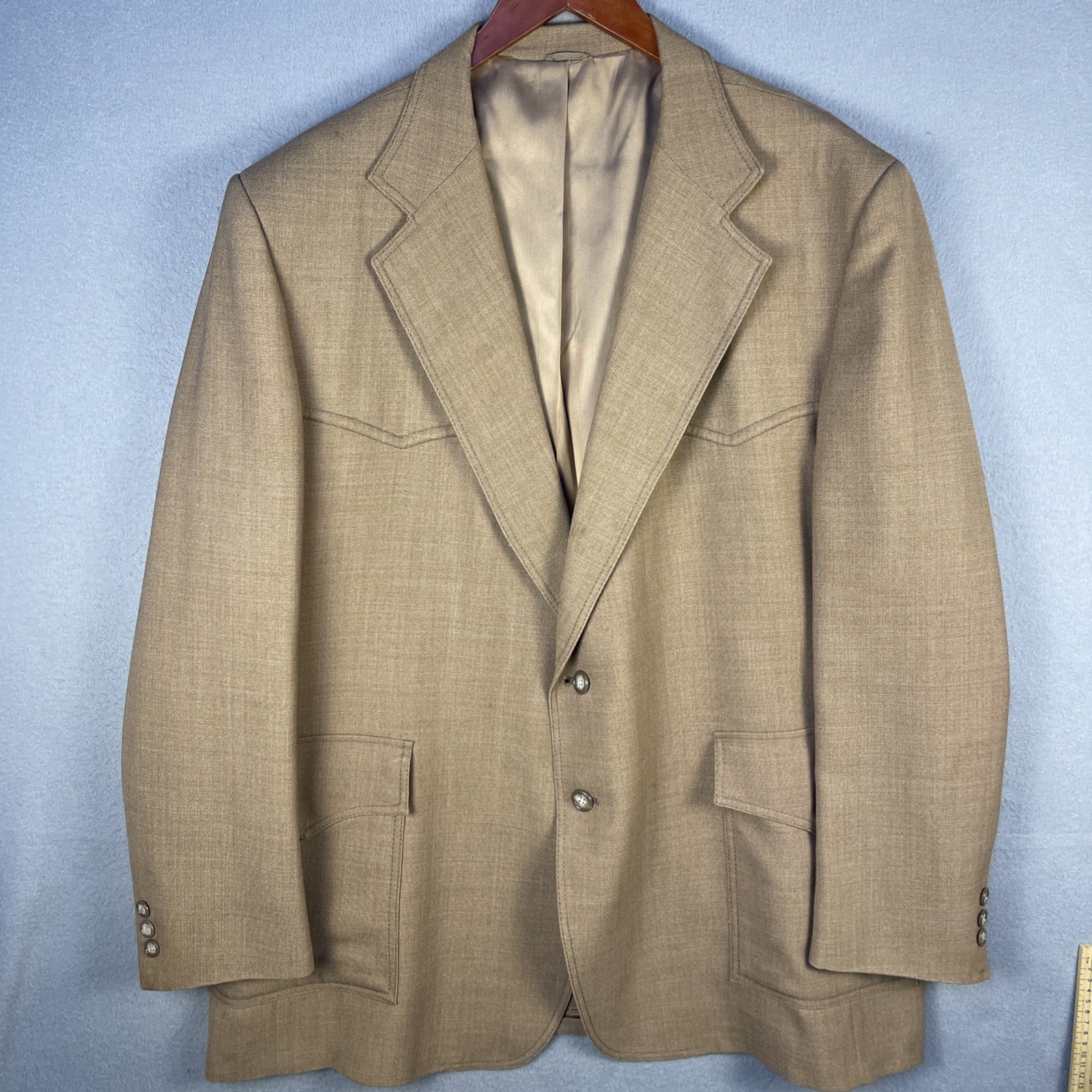 Vintage Sheplers The Plainsman Blazer Men’s 40R Tan 2 Button Western Sportcoat