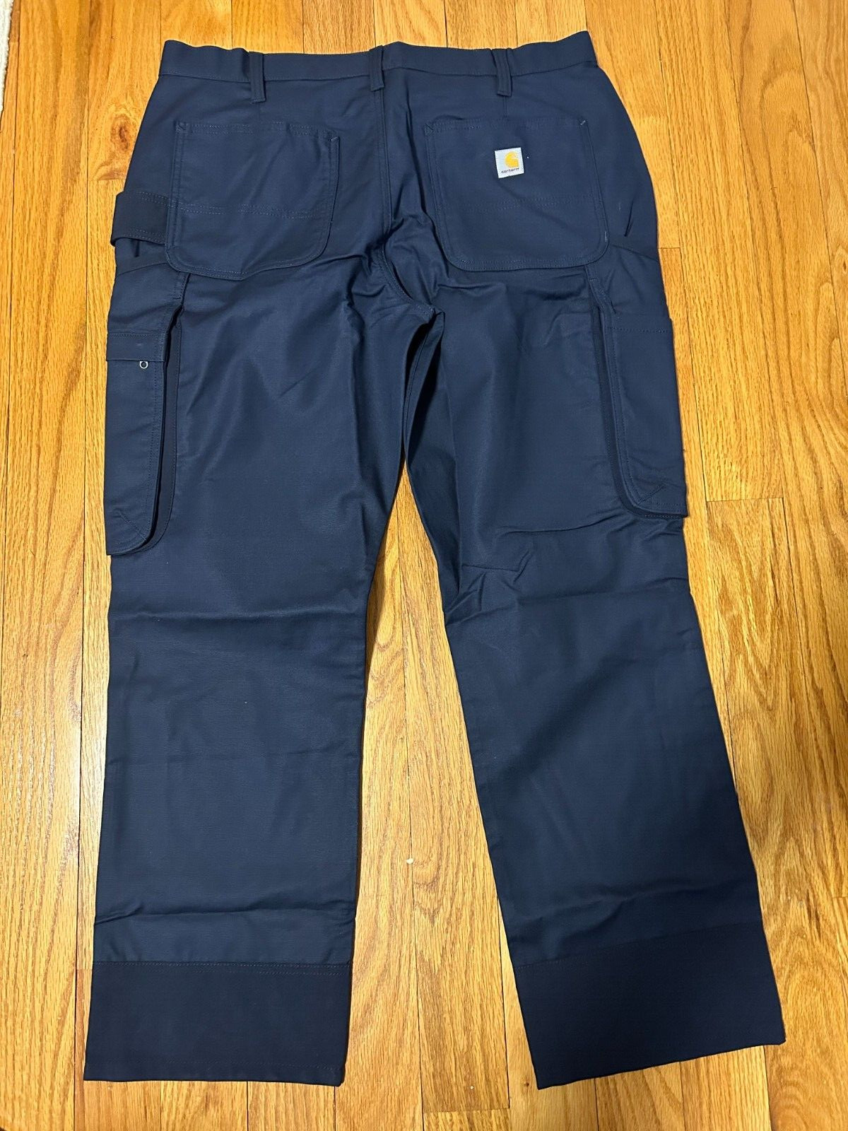 WOMENS SZ 6 REGULAR RUGGED FLEX® RELAXED FIT CANVAS COTTON BLEND NAVY WORK PANTS