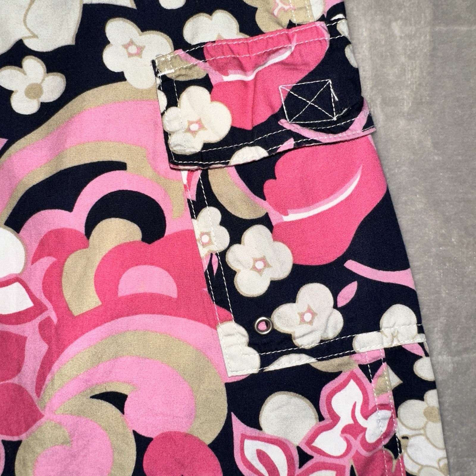 Vtg Y2K J Crew Floral Cargo Mini Skirt Drawstring 8 Utility Beach Hawaiian