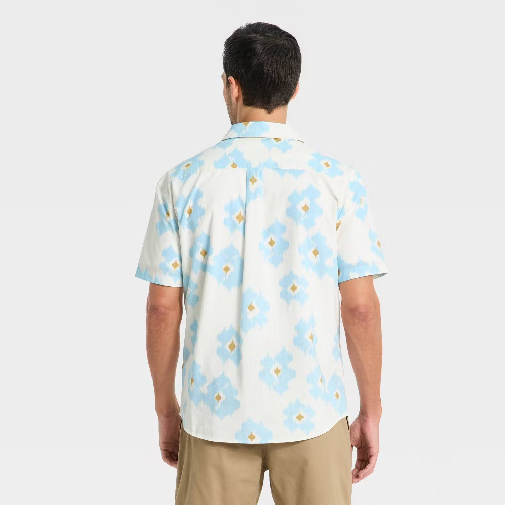 Men Short Sleeve Slub Button-Down Shirt – Goodfellow & Co White L