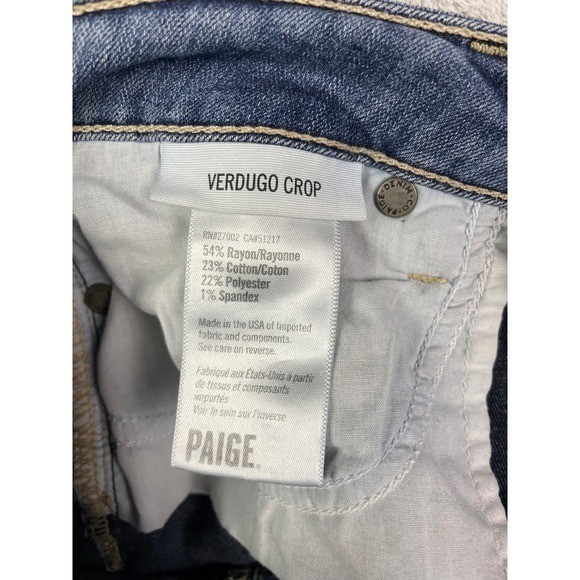 PAIGE Verdugo Crop Jeans Size 29/30 Nadeen Blue Skinny Mid Rise Stretch Women