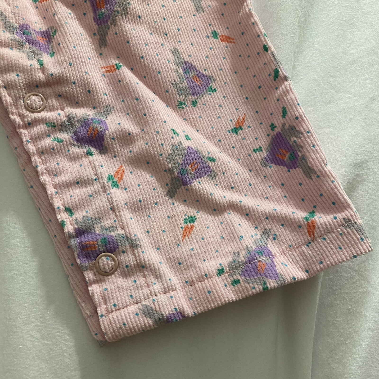 Vintage NWT OshKosh B’Gosh Overalls Vestbak Pink Rabbit Print Corduroy Size 18 m