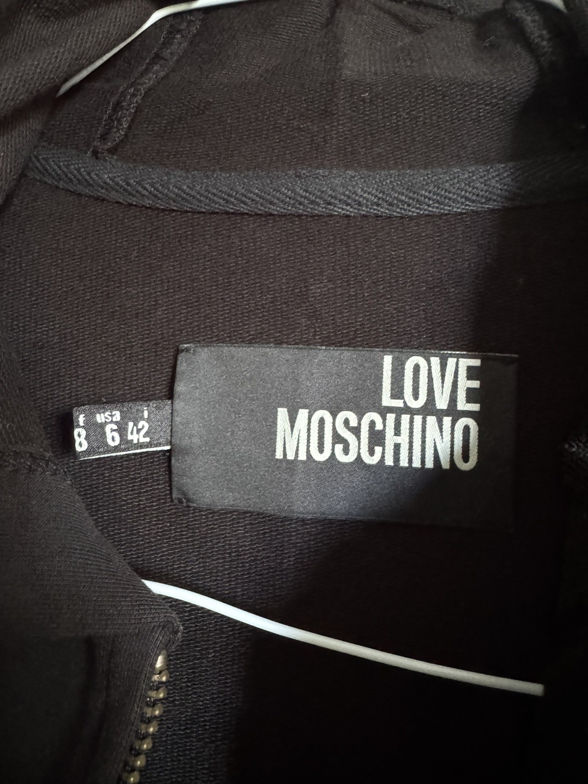 Black Love Moschino bedazzled branded tracksuit lounge set