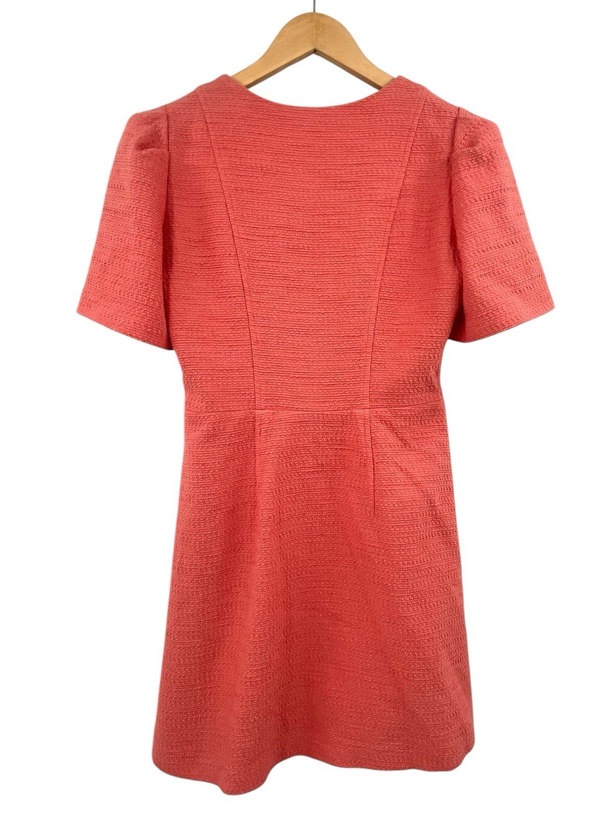 GAL MEETS GLAM Women’s Peach Textured Front Button Kathleen Mini Dress US 4