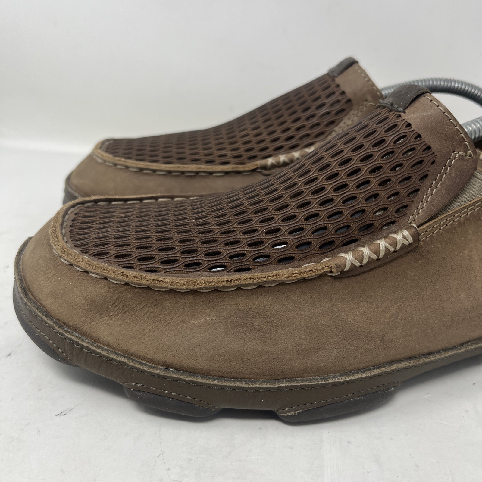 OluKai Moloa Aho Men’s 12 Nubuck Leather Slip On Loafers Clay Husk Walking