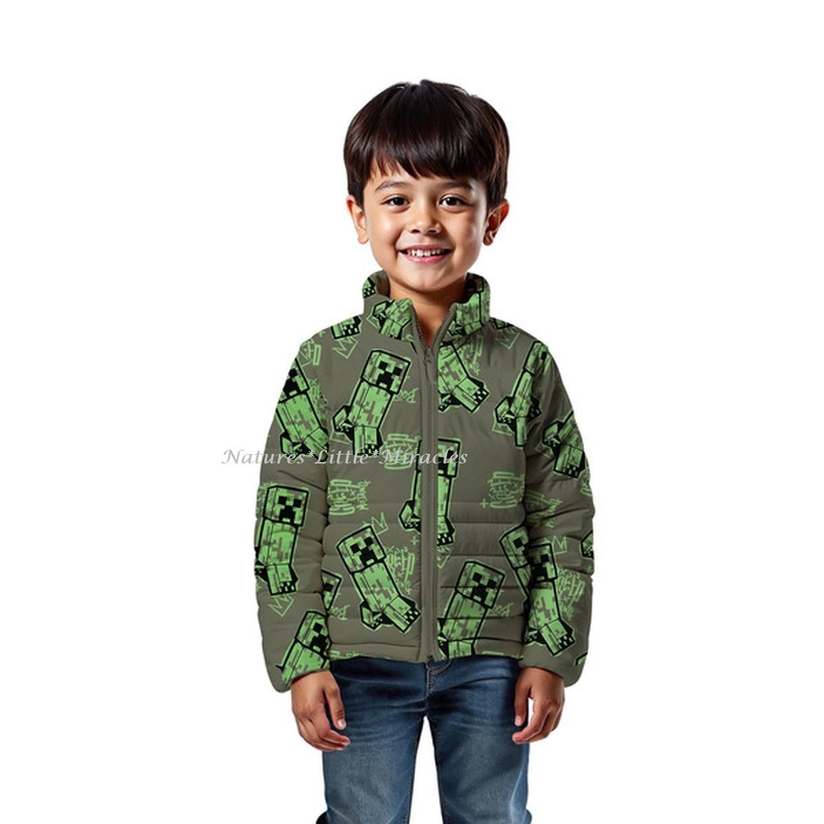Minecraft Boys Puffer Jacket Winter Coat Size 4 5 6 7 8 10 12 14 16 18 L XL Kids