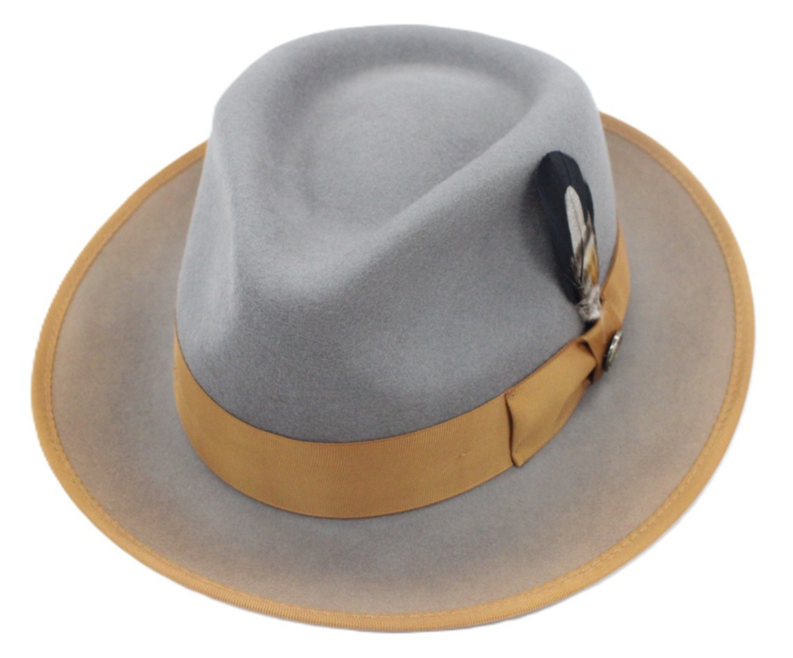 Mens Bruno Capelo Grey/Acorn 2 Tone Fedora New Yorker Collection NY-497