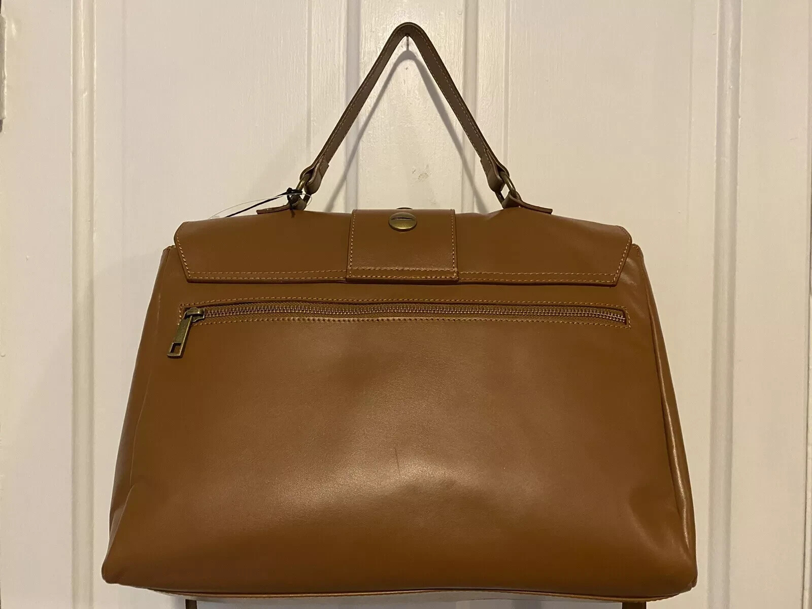 Valentina Fiore Women’s Brown Italian Leather Saddle Handbag Purse T1285 NWT