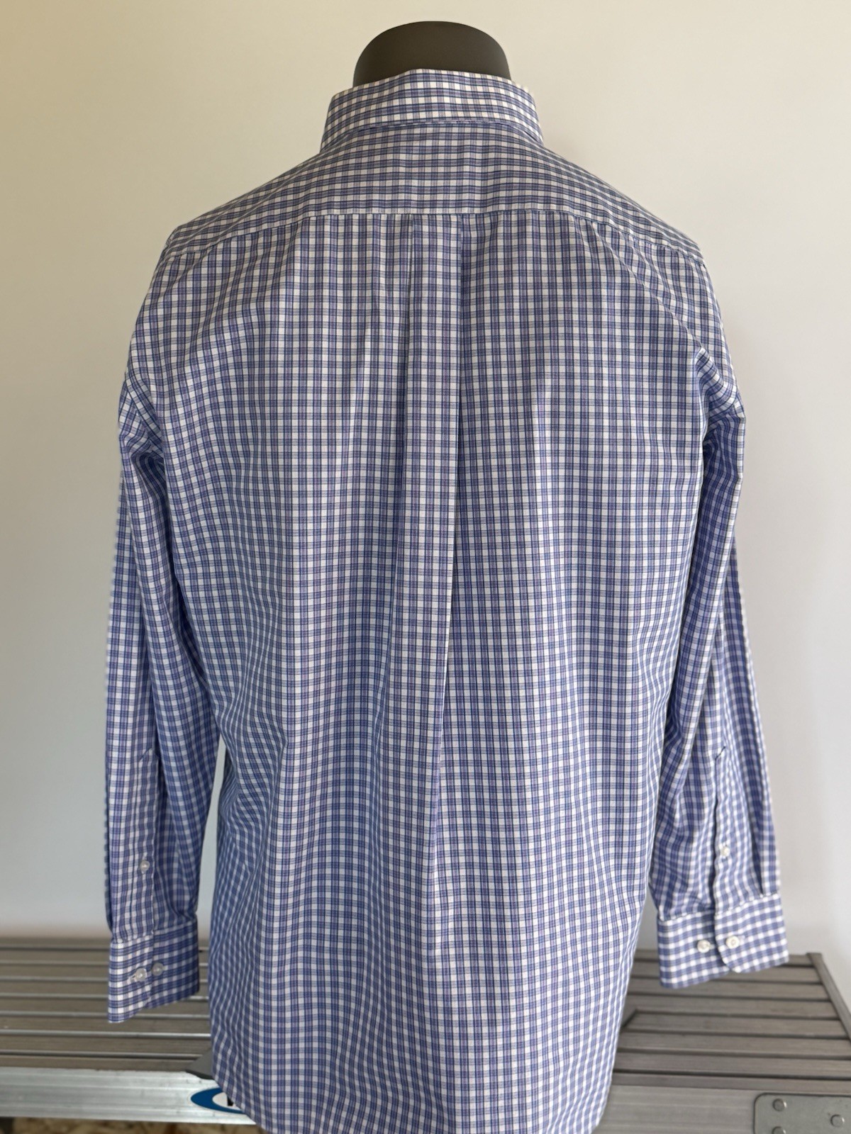 Stafford Travel Performance Super Shirt Men’s 17 1/2 34-35 Blue Plaid LS