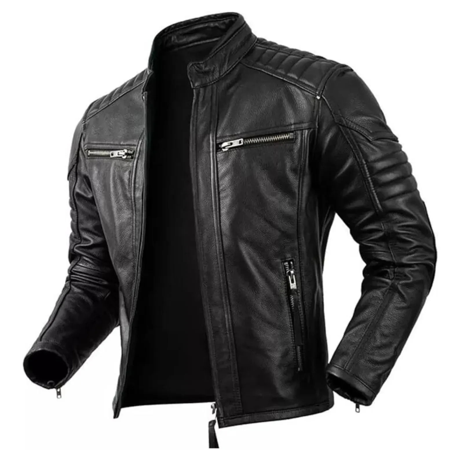 Men’s Distressed Brown & Black Leather Biker Jacket | Motorcycle Jacket for Men