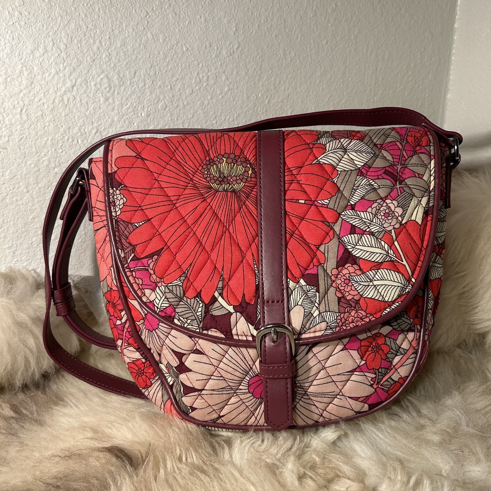 Vera Bradley Trimmed Messenger Crossbody – Retired Bohemian Blooms Print