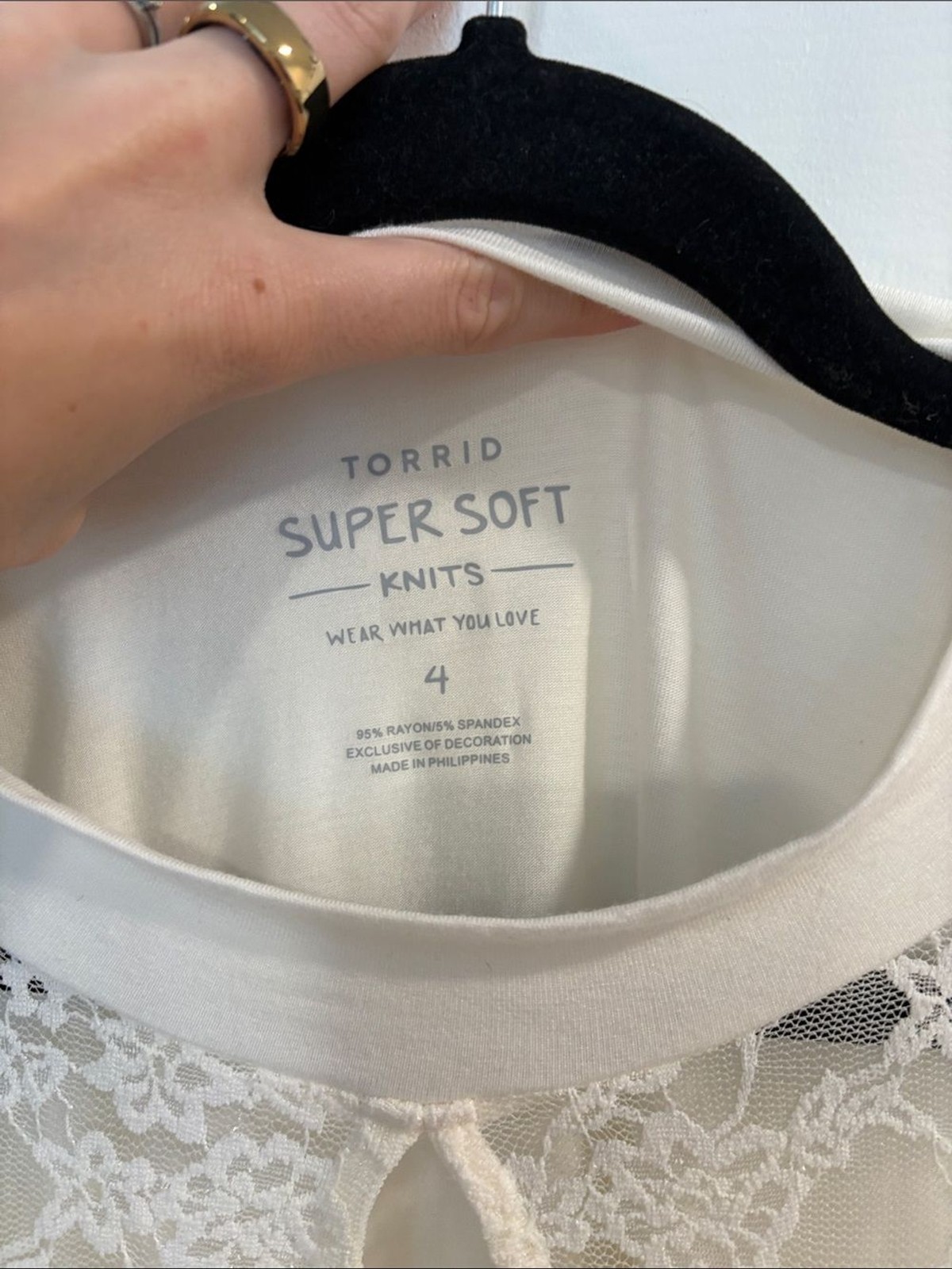 torrid Ivory Lace Yoke Knit Top