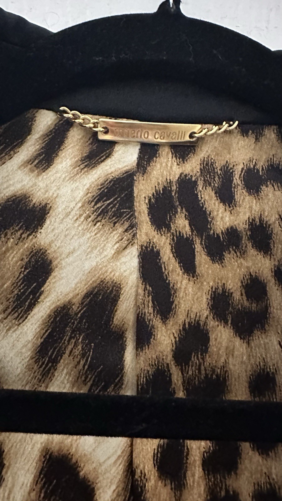 Roberto Cavalli Black Satin Cropped Peak Lapel Leopard Lined Blazer 6