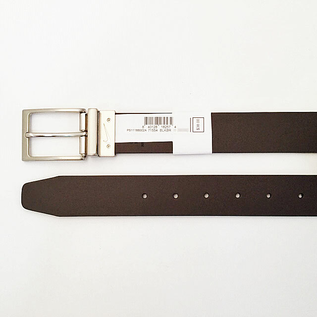 NIKE MENS PERFORATED TEXTURE REVERSIBLE BELT BLACK/BROWN SZ:M (FIT W34-36) 19890