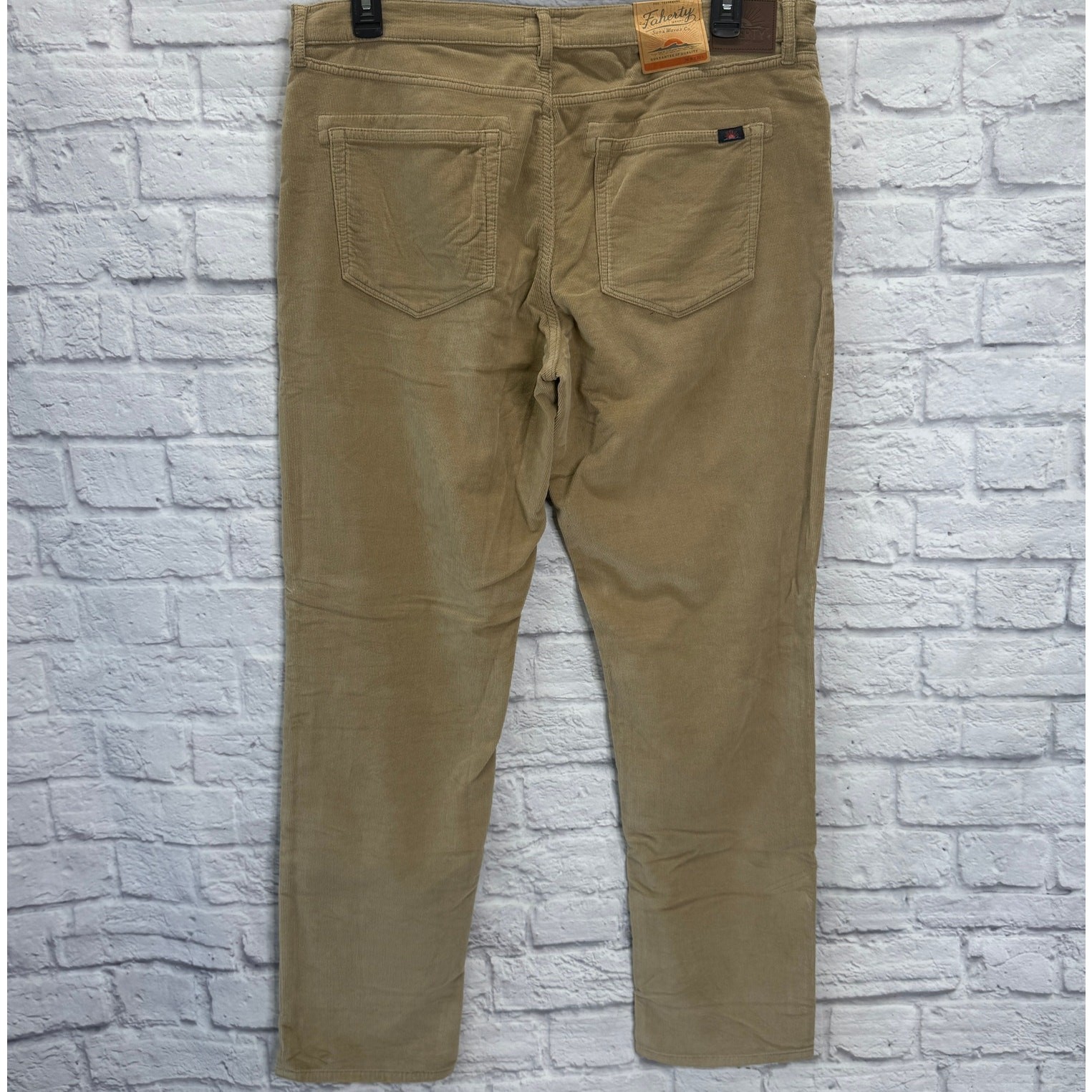 Faherty Stretch Terry Corduroy 5 Pocket Pants Size 36×32 Barley Beige Mens New